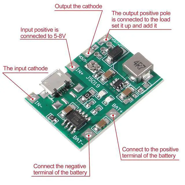 Alt view image 7 of 7 - 5PCS 3.7V 4.2V Lithium Liion Battery Charger Board Adjustable DC-DC Step Up Module Boost Charge Discharge Integrated Module TP4056 DIY Kit Parts