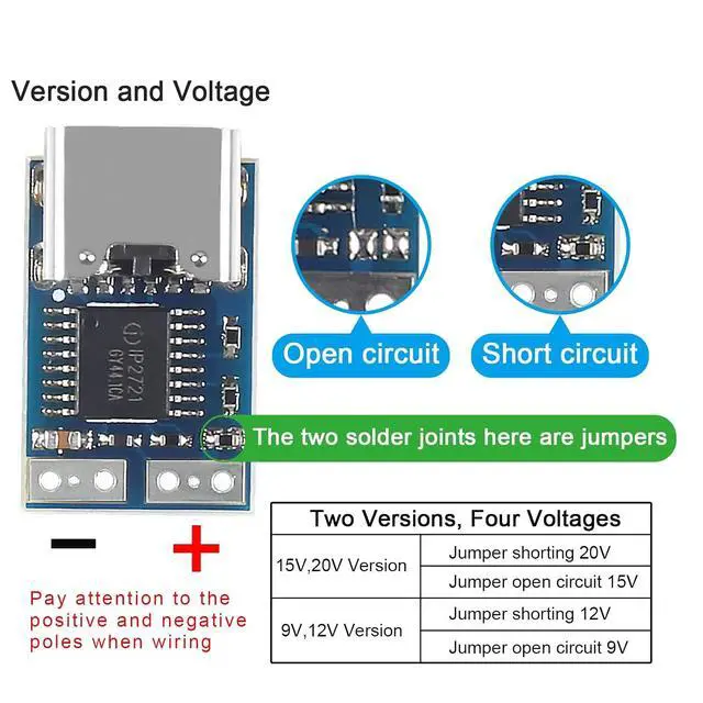 Alt view image 6 of 7 - 5PCS Type-C PD Decoy Module PD23.0 to DC DC Trigger Module QC4 Charger 12V 20V 5A PDC004-PD Type-C Input Module (20V)