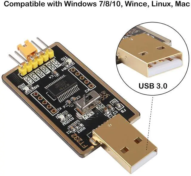 Alt view image 4 of 7 - FT232RL USB to TTL Adapter for Development Projects,USB to Serial Converter with Genuine FTDI USB UART Compatible with Windows 7/8/10/XP,Linux,Mac OS