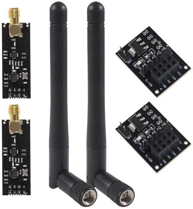 Main image of 2Pcs NRF24L01+PA+LNA RF Wireless Transceiver Module with SMA Antenna 2.4G 1100m & Wireless Module with Breakout Adapter On-Board 3.3V Regulator