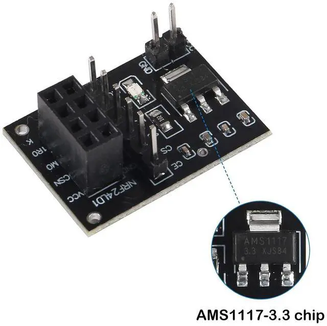 Alt view image 5 of 7 - 2Pcs NRF24L01+PA+LNA RF Wireless Transceiver Module with SMA Antenna 2.4G 1100m & Wireless Module with Breakout Adapter On-Board 3.3V Regulator