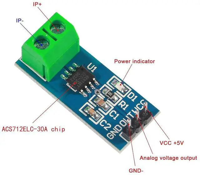Alt view image 6 of 7 - 3PCS 30A Range Current Sensor ACS712 Module AC/DC for Arduino (30A)