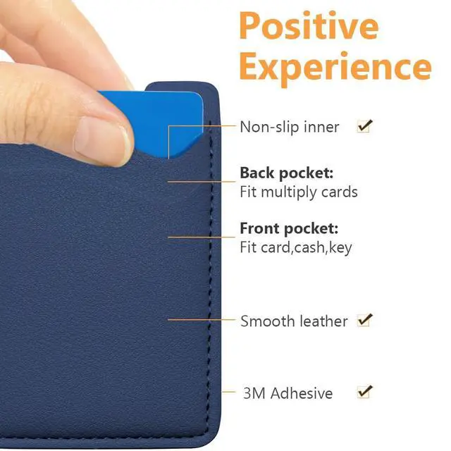 Alt view image 2 of 7 - Phone Wallet, Leather Phone Card Holder, Stretchy Card Holder Back of Phone | Credit Card Holder for Phone Case Compatible with Most of Cell Phone (, ) - 2Pack Navy Blue
