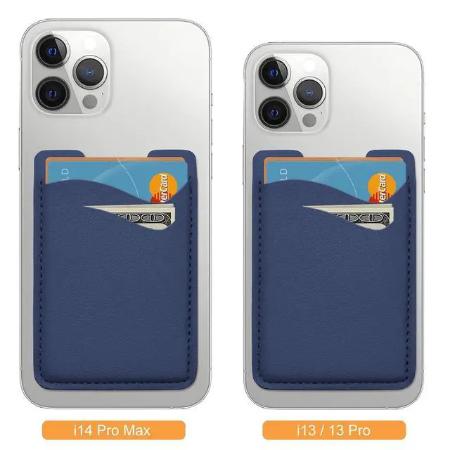Alt view image 6 of 7 - Phone Wallet, Leather Phone Card Holder, Stretchy Card Holder Back of Phone | Credit Card Holder for Phone Case Compatible with Most of Cell Phone (, ) - 2Pack Navy Blue