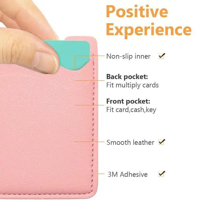 Alt view image 3 of 7 - Phone Card Holder, 2-Pack Stick-On Wallet for , - Pink