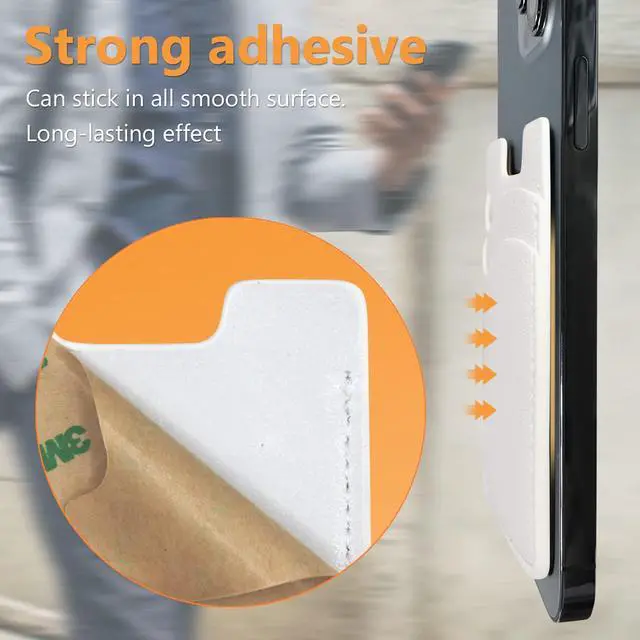 Alt view image 4 of 7 - Phone Card Holder, Stretchy Credit Card Holder for Phone Case -2Pack White