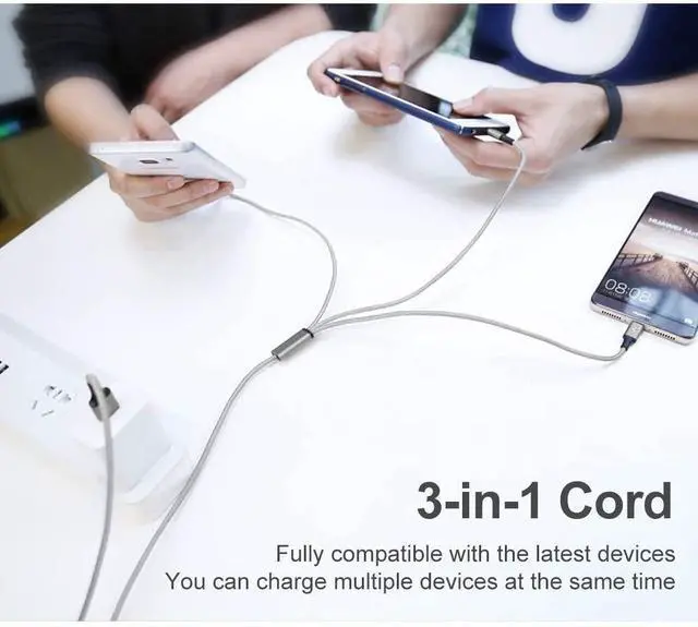 Alt view image 6 of 7 - Multi USB Charging Cable 2Pack 4FT, 3 in 1 Charger Cord Universal Charger | 3 in 1 Phone Charger Cord with Type-C, Micro USB, L Port, Travel Charger for 17/16/14-8 (Charging Only)