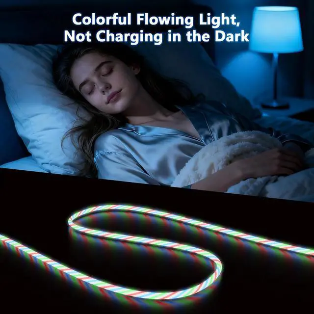 Alt view image 5 of 7 - 3-in-1 Light Up LED Flowing Lightning/Type C/Micro USB Car Glowing Charge Cable for ,Colorful Multi RGB Car Charger Cord for 14/13/12/11 Pro Max/XR/XS/SE,/Android/-4FT