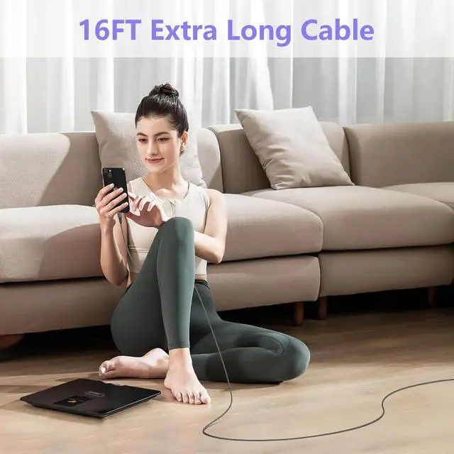 Alt view image 7 of 7 - 16FT/5M Extra Long USB C to Lightning Charger Cable for , MFi Certified Charger Cord, Fast Charging Nylon Braided Sync Data Charge Cord for 14 Pro Max/14/13Pro/12/11/X/XS/XR/8/7/