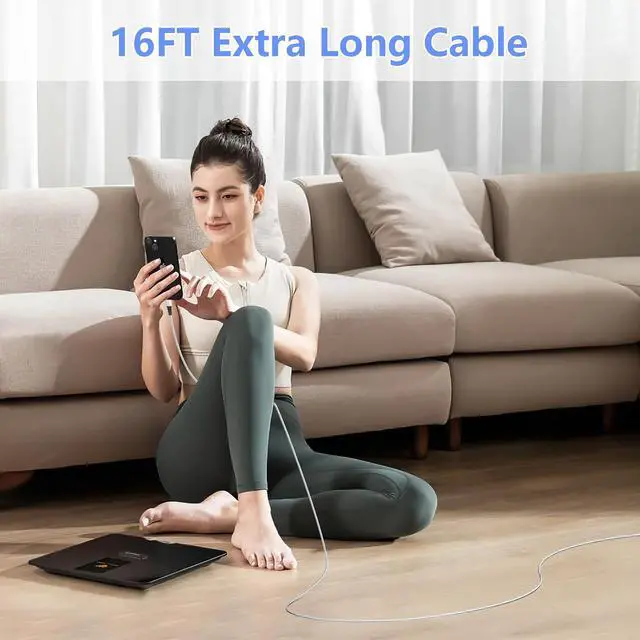 Alt view image 5 of 7 - 16FT Extra Long USB C to Lightning Charger Cable for , MFi Certified Charger Cord, Nylon Braided Sync Data Charge Cord for 14 Pro Max/14/13Pro/12/11/X/XS/XR/-Silver