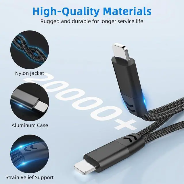 Alt view image 5 of 7 - 2-in-1 Lightning to 3.5mm Jack Headphone and Charger Cable Adapter,Earphones Converter Splitter Support Music+Charge+HiFi+Mic+Control for 14 Pro Max/14 13 12 11 MFi Certified