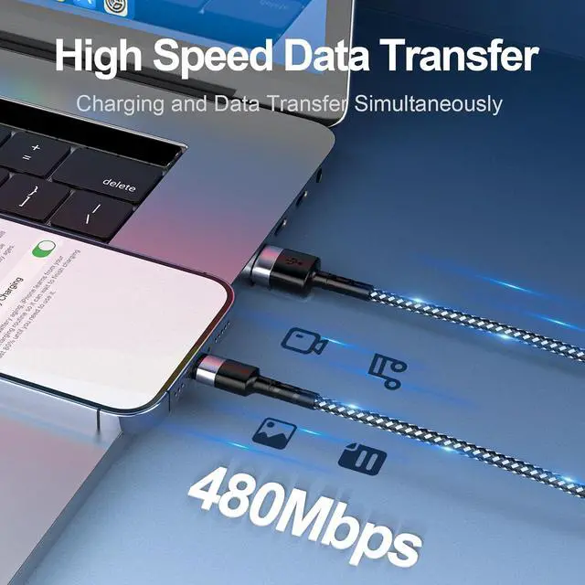 Alt view image 4 of 7 - 5Pack Short + Long Charge Cable1M/3FT*2+2M/6FT*2+3M/10FT*1,USB A to Lightning Cable Nylon Braided Sync Data Charger Cord for 14 13 12 11 Pro Max Xr X 8 7 6 Plus SE
