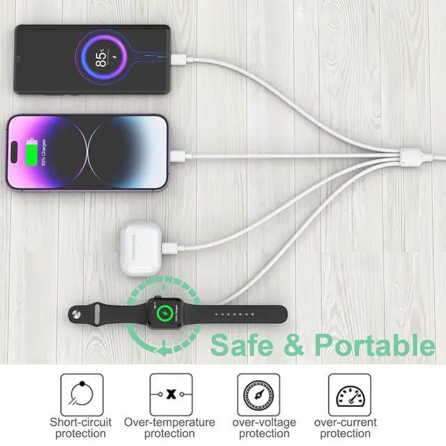 Alt view image 5 of 7 - Travel 3M/10FT USB C Multi 6-in-1 Fast Charging iWatch Charger Cable,USB A/USB C Watch Charger+Lightning*2+Type C Cord Combo for Smart Watch Series9 8 7 6 5 SE/iPhone15 14 13///