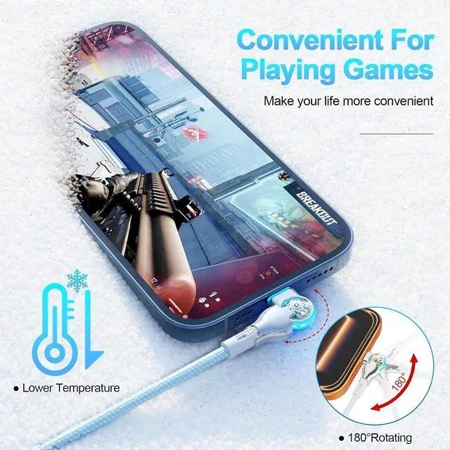 Alt view image 3 of 7 - Bidirectional 90 Degree 17 16 15 Charging Cable 6FT, 180°Rotating Angle USB C to USB C Charger Cable, High Speed Data Sync Charging Cord for 17/17 Pro/Max/Air/16/16 Pro/15/15 Pro