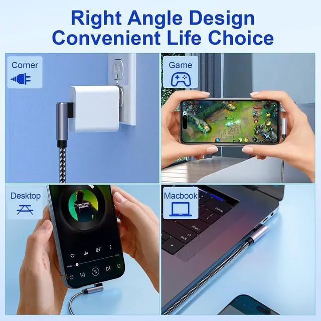 Alt view image 6 of 7 - 5Pack Right Angle Short Charger Cable 15CM+30CM*2+50CM+1M90 Degree USB A to Lightning Cable, Nylon Braided Sync Data Fast Charge Cord for 14 13 12 11 Pro Max Xs Xr 8 7 6 Plus SE