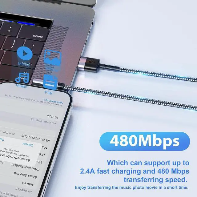 Alt view image 5 of 7 - 5Pack Right Angle Short Charger Cable 15CM+30CM*2+50CM+1M90 Degree USB A to Lightning Cable, Nylon Braided Sync Data Fast Charge Cord for 14 13 12 11 Pro Max Xs Xr 8 7 6 Plus SE