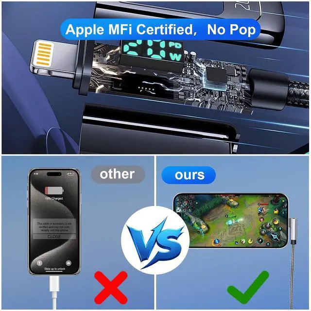 Alt view image 4 of 7 - 3Pack Right Angle Short Charge Cable, 90 Degree USB A to Lightning Cable 15cm+30cm+30cm, Nylon Braided Sync Data Charger Cable, Fast Charge Cord for 14 13 12 11 Pro Max Xr 8 7 Plus