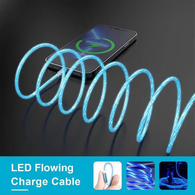 Alt view image 2 of 7 - 2M/6FT Flowing LED Light Up Lightning Charge Cable,Glowing Charger Adapter Sync Data Connector Cord for Car with 13/12 Pro Max /11 Pro/XR/XS Max/X/8 7 SE 2020,/iPod (Blue)