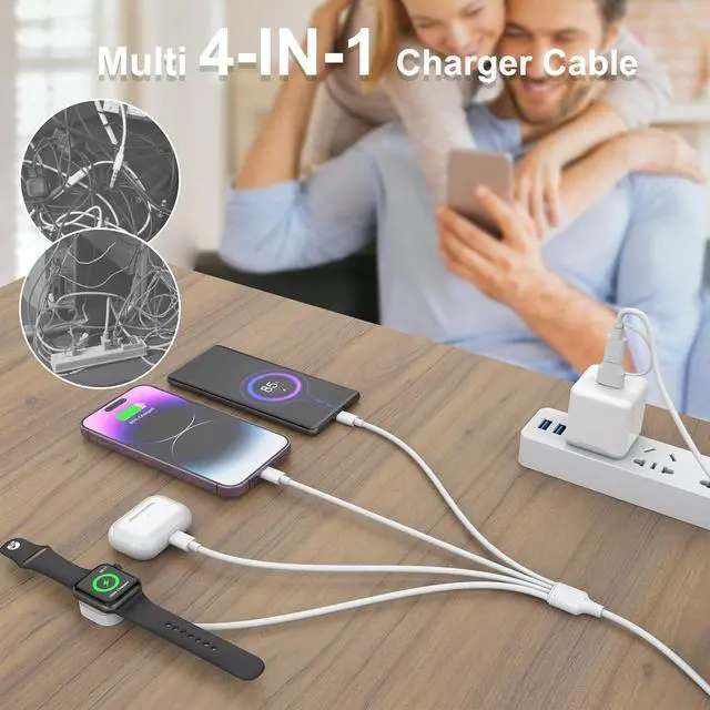 Alt view image 2 of 7 - Travel 3M/10FT USB C Multi 6-in-1 Fast Charging iWatch Charger Cable,USB A/USB C Watch Charger+Lightning*2+Type C Cord Combo for Smart Watch Series9 8 7 6 5 SE/iPhone15 14 13///