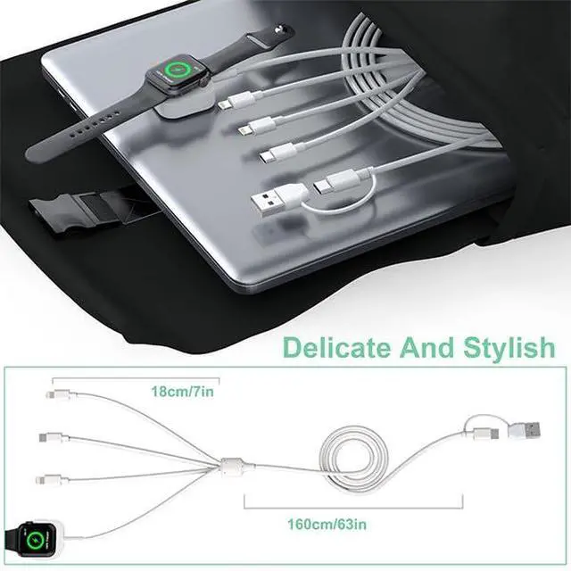 Alt view image 7 of 7 - Travel 3M/10FT USB C Multi 6-in-1 Fast Charging iWatch Charger Cable,USB A/USB C Watch Charger+Lightning*2+Type C Cord Combo for Smart Watch Series9 8 7 6 5 SE/iPhone15 14 13///