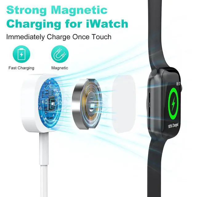 Alt view image 5 of 7 - Multi 4 in 2 Fast Charger Cable for Watch Charger, Type C iWatch Charger Cable for Watch Charger for Series 3/4/5/6/7/8/9/10/SE/Ultra and Compatible with 17-11/(6FT)