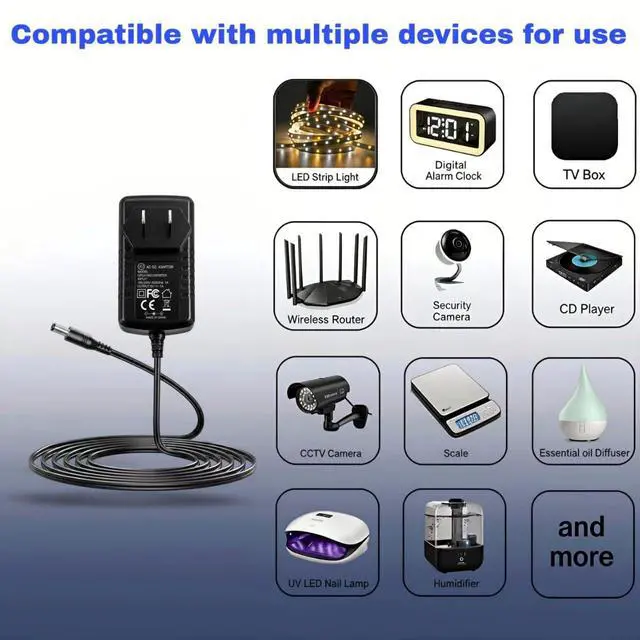 Alt view image 5 of 6 - 8 Tips 5V 1A Power Supply Adapter, AC to DC 5V Power Adapter, 100-240V 50-60Hz AC Input to DC 5Volt 1Amp Universal Transformer, 5.5mm x 2.1mm US Plug