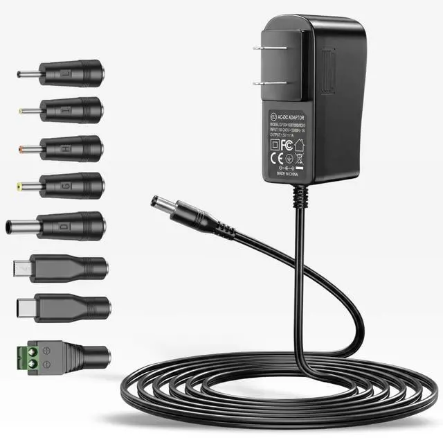 Main image of 5V 1A DC Power Supply Adapter 5W AC/DC Charger AC 100V-240V to D C 5 Volt 1Amp 0.5A Replacement Power Cord for Security Camera Baby Monitor Graco Swing TV Box Raspberry Pi Type C with 8TIPS