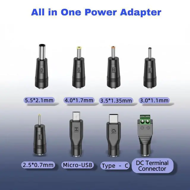Alt view image 2 of 6 - 8 Tips 5V 1A Power Supply Adapter, AC to DC 5V Power Adapter, 100-240V 50-60Hz AC Input to DC 5Volt 1Amp Universal Transformer, 5.5mm x 2.1mm US Plug