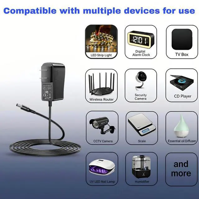 Alt view image 5 of 6 - 5V 1A DC Power Supply Adapter 5W AC/DC Charger AC 100V-240V to D C 5 Volt 1Amp 0.5A Replacement Power Cord for Security Camera Baby Monitor Graco Swing TV Box Raspberry Pi Type C with 8TIPS