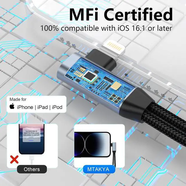 Alt view image 6 of 7 - Right Angle 2-in-1 Lightning to 3.5mm Audio Aux Jack Headphone + Charge Cable Adapter ,90 Degree Earphone Converter Splitter for Music+Charge+HiFi with 14 13 12 11 MFi Certified