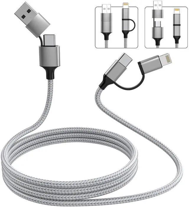 Main image of Multi 4 in 1 USB C Cable Lightning Charging Cable,60W Fast Charger & Data Transfer, Charger Cord with Lightning/Type C/USB A for 16/15/14,MacBook,,-6FT/1.8M