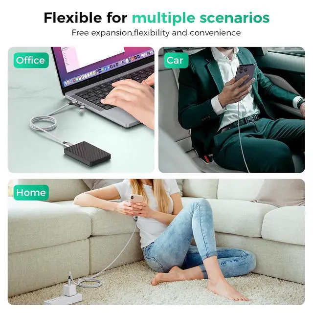 Alt view image 7 of 7 - Multi 4 in 1 USB C Cable Lightning Charging Cable,60W Fast Charger & Data Transfer, Charger Cord with Lightning/Type C/USB A for 16/15/14,MacBook,,-6FT/1.8M