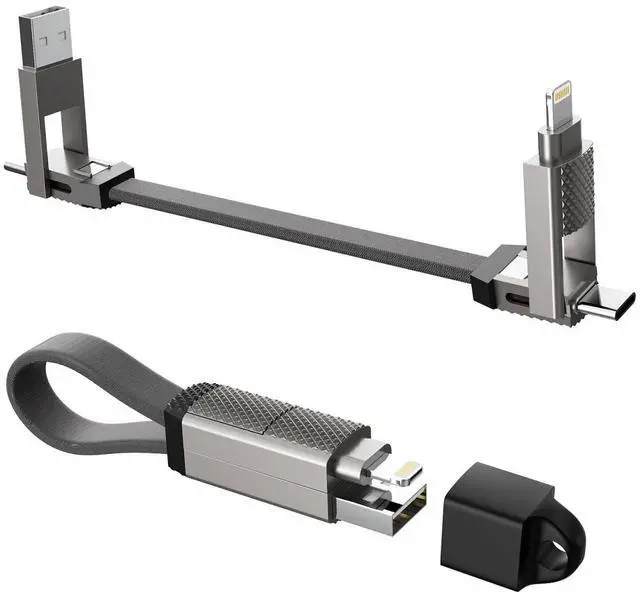 Main image of Keychain Charger 100W USB C Multi Charging Cable, 2-in-2 USB A+C to USB C+Lightning Fast Charger Cable, Travel Portable Magnetic Short Charging Cable for iPhone 16/15/14/13/12/iPad/MacBook/Samsung