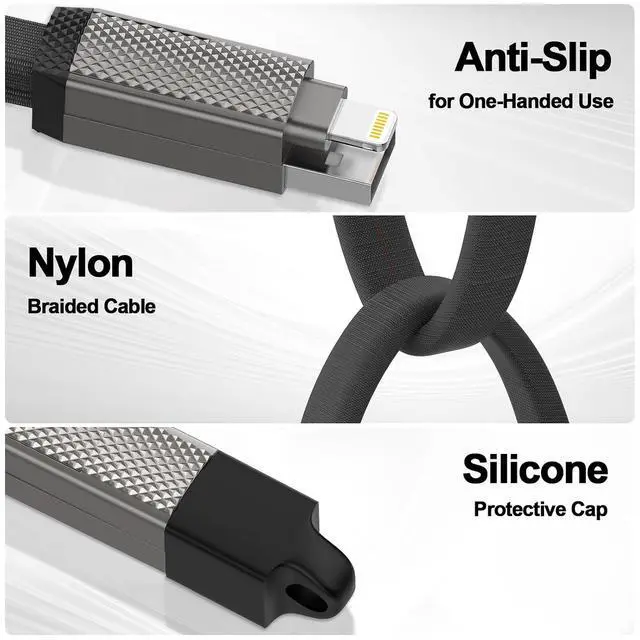 Alt view image 5 of 7 - Keychain Charger 100W USB C Multi Charging Cable, 2-in-2 USB A+C to USB C+Lightning Fast Charger Cable, Travel Portable Magnetic Short Charging Cable for iPhone 16/15/14/13/12/iPad/MacBook/Samsung