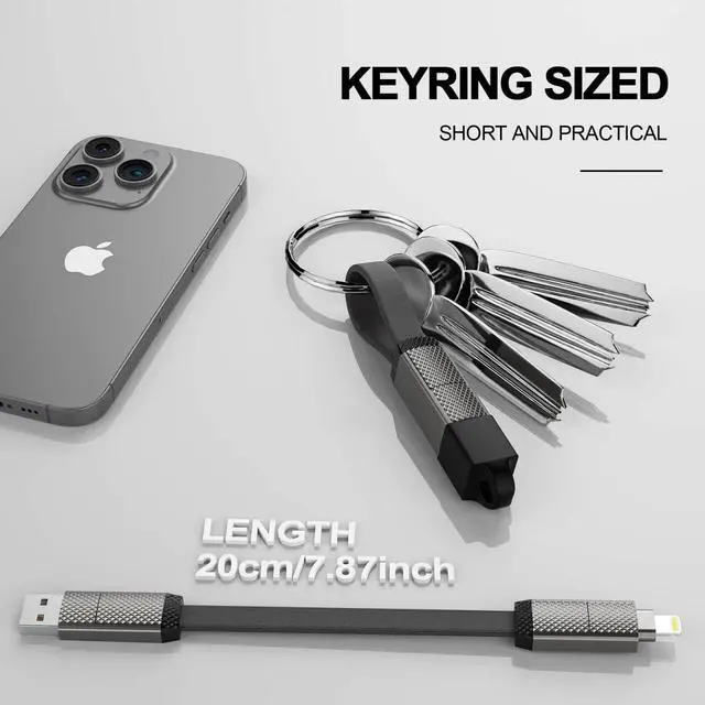 Alt view image 6 of 7 - Keychain Charger 100W USB C Multi Charging Cable, 2-in-2 USB A+C to USB C+Lightning Fast Charger Cable, Travel Portable Magnetic Short Charging Cable for iPhone 16/15/14/13/12/iPad/MacBook/Samsung