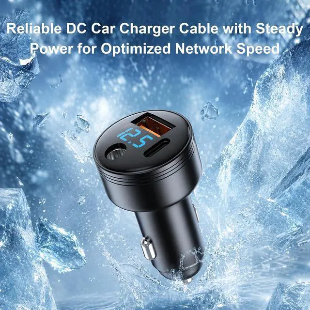 Alt view image 7 of 7 - Starlink Mini Car Adapter, 100W Starlink Mini Cable Car Charger, 12V-24V Cigarette Lighter Adapter with DC 100W Charge+USB-C PD 30W + USB-A, Waterproof & LED Voltage Display for Truck, RV, Car(10FT)