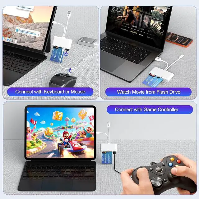 Alt view image 6 of 7 - 5-in-1 Multi USB C/USB A SD/TF/Smart Card Slot+USB OTG Memory Card Reader for iPhone 16/iPad ProDOD Military Common Access CAC Smart ID Card Reader for iPhone 16 15/iPad/Mac/Samsung/Laptop/Tablet