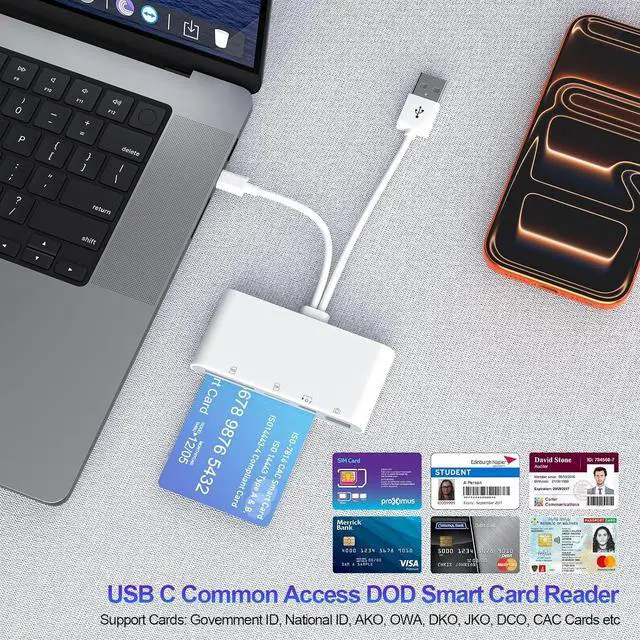 Alt view image 4 of 7 - 5-in-1 Multi USB C/USB A SD/TF/Smart Card Slot+USB OTG Memory Card Reader for iPhone 16/iPad ProDOD Military Common Access CAC Smart ID Card Reader for iPhone 16 15/iPad/Mac/Samsung/Laptop/Tablet