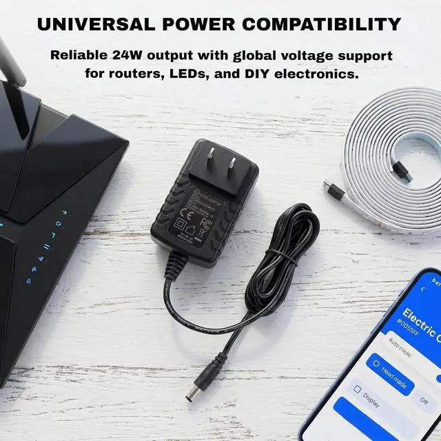 Alt view image 5 of 6 - UL Listed Power Adapter Supply, AC to DC Power Supply Charger Wall Plug(Output 12Volt 2Amp 2000mA), DC 12V 5.5x2.1mm Wall Mount Transformer Charger Plug