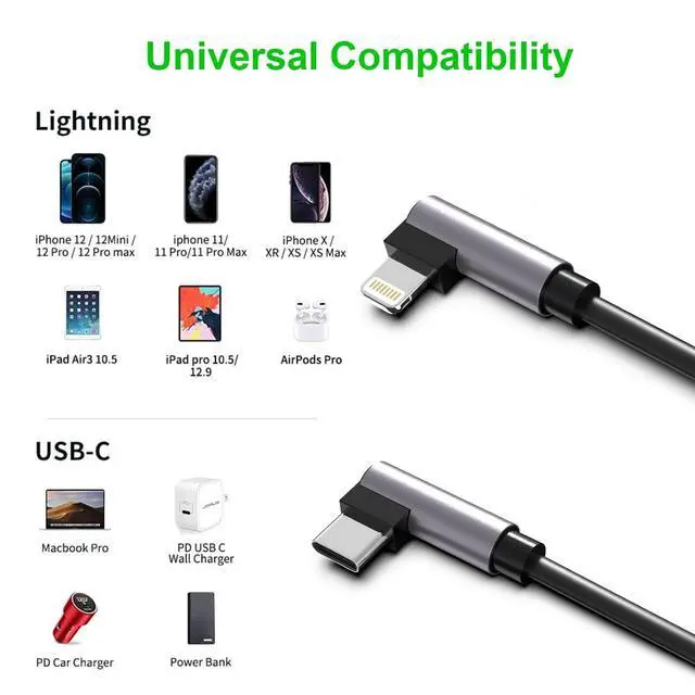 Alt view image 3 of 6 - Apple CarPlay Right Angle USB C to Lightning Coiled Coiled Charging Cable90 Degree Elbow Apple Sync Data Spring Retractable Cord Adapter for iPhone 14/13/12/11/SE/Xs/Xr/8/iPad-3FT
