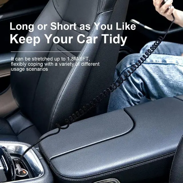 Alt view image 5 of 6 - Apple CarPlay Right Angle USB C to Lightning Coiled Coiled Charging Cable90 Degree Elbow Apple Sync Data Spring Retractable Cord Adapter for iPhone 14/13/12/11/SE/Xs/Xr/8/iPad-3FT