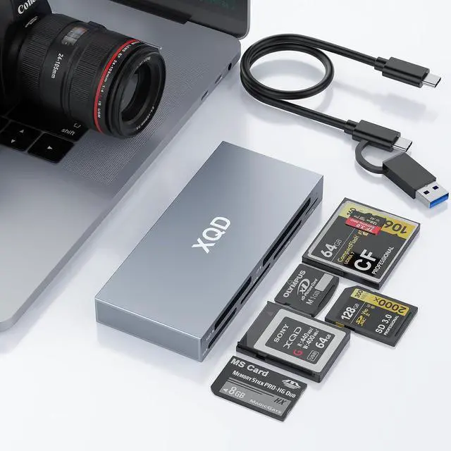 Main image of 10Gbps 8-in-1 XQD Card Reader, USB C Multi XQD Reader for Sony G/M Series, Lexar 2933x/1400x USB Mark XQD Card/CF/XD/MS/TF/SD Reader,USB 3.0 Memory Card Reader for Windows/Mac OS/Linux/Android