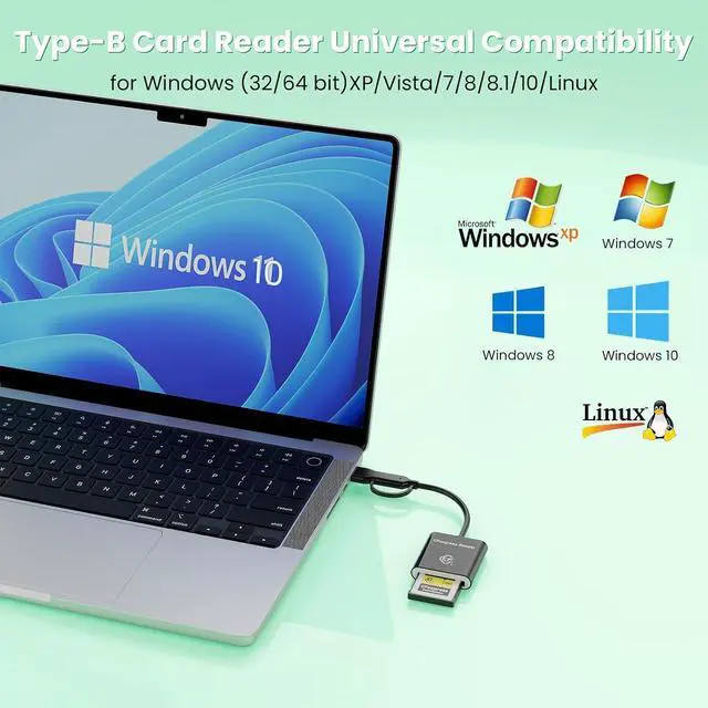 Alt view image 4 of 7 - Type A CFexpress USB C&USB A 2-in-1 Type A Card Reader for iPhone,USB 3.2 (Gen 2) 10Gbps CFexpress Adapter for iPhone 16 15/iPad/Samsung/Laptops/Tablets with Windows/Mac/Linux/Android-Plug&Play