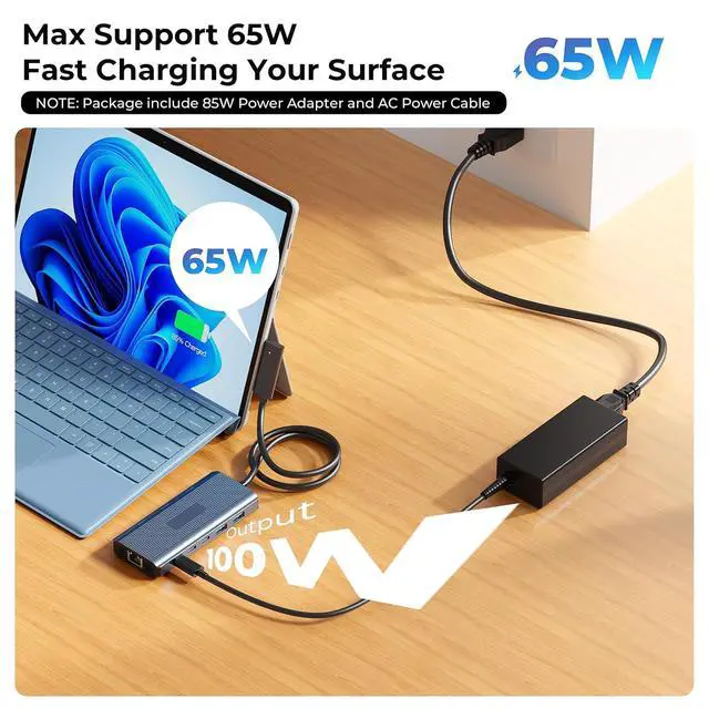 Alt view image 7 of 7 - Surface Docking Station 4K HDMI Display, 10-in-1 Surface Pro Dock with Power Supply for Microsoft Surface Pro 12/11/10/9/8/7/6/5/4/3, Surface Laptop 7/6/5/4, Surface Go/Book/Laptop Go
