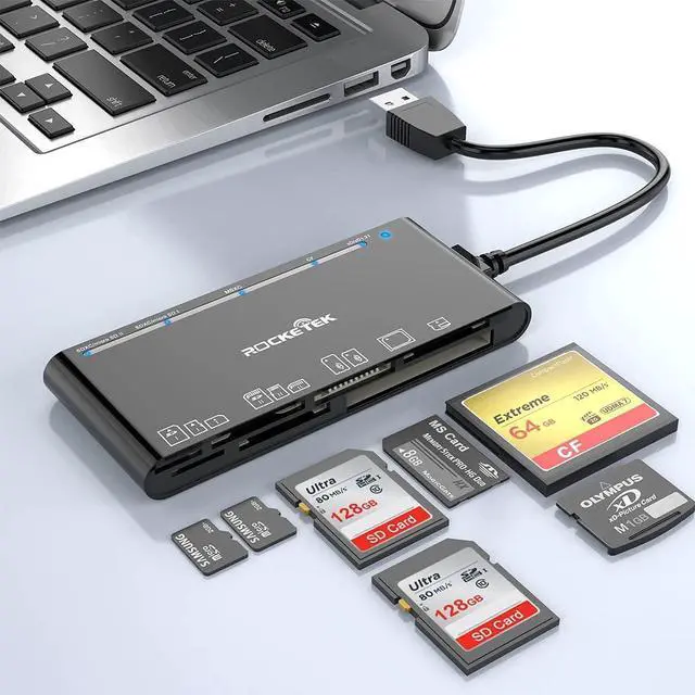 Main image of USB 3.0 SD Card Reader, 7-in-1 Multi Memory Card Reader for SD SDXC SDHC Micro SD CF MS MMC Camera Memory Card XD Card Reader, Plug and Play Simultaneously Read/Writer(5Gbps) for Mac OS, Windows