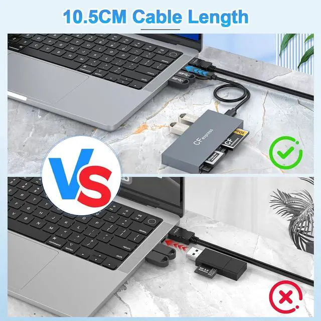 Alt view image 6 of 7 - Type B XQD Card Reader 8 in 1 USB C/USB A for CFexpress Type B Card,10Gbps CFexpress Adapter for Type B/CF/XD/MS/TF/SD Card with Windows/Mac/Linux/Android for iPhone 16/15, iPad/Samsung/Laptop/Tablet