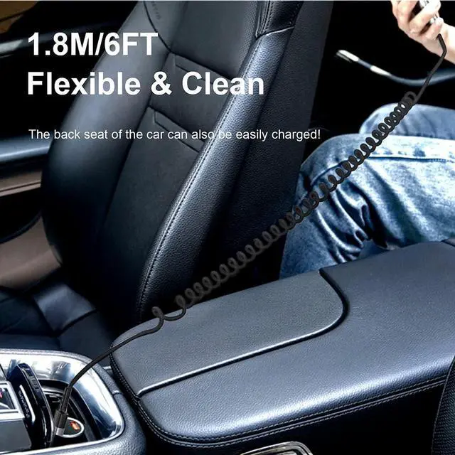 Alt view image 3 of 7 - 2Pack CarPlay USB iPhone Coiled Lightning Charging Cable for Car/Uber,3Ft Apple Short Charging Cord Sync Data Retractable Charger Adapter Connector for iPhone 15/14/13/SE/Xr/iPad/AirPods[MFi Certified