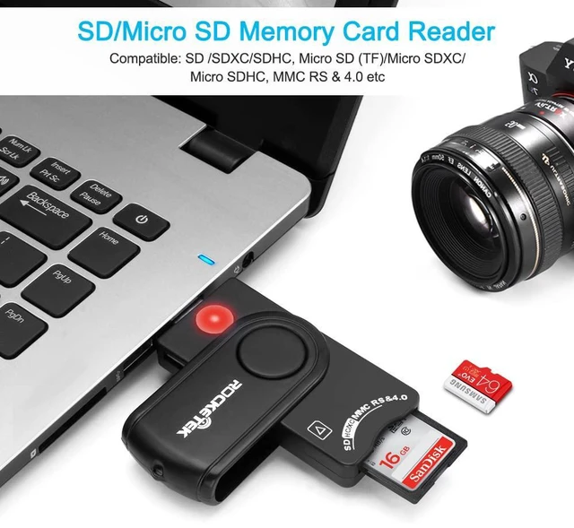 Alt view image 4 of 7 - USB Smart Card Reader, Rocketek DOD Military USB Cac Memory Card Reader Compatible with Windows, Linux/Unix, MacOS X - Build In SDHC/SDXC/SD Card Reader and Micro SD Card Reader