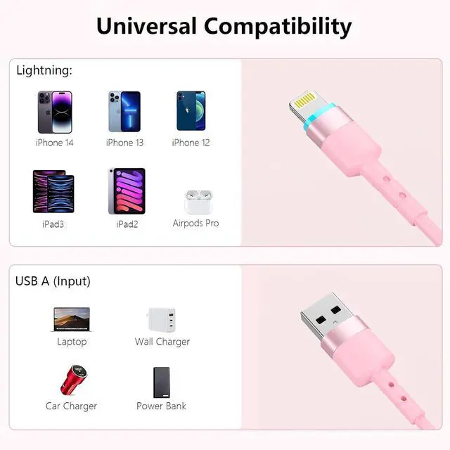 Alt view image 3 of 7 - 2Pack Apple CarPlay USB A to Lightning iPhone Coiled Charger Cable for Car,4Ft Short Charging Cord Sync Data Retractable Charger Connector for iPhone 14/13/12/11 SE/Xr/iPadMFi Certified-Pink