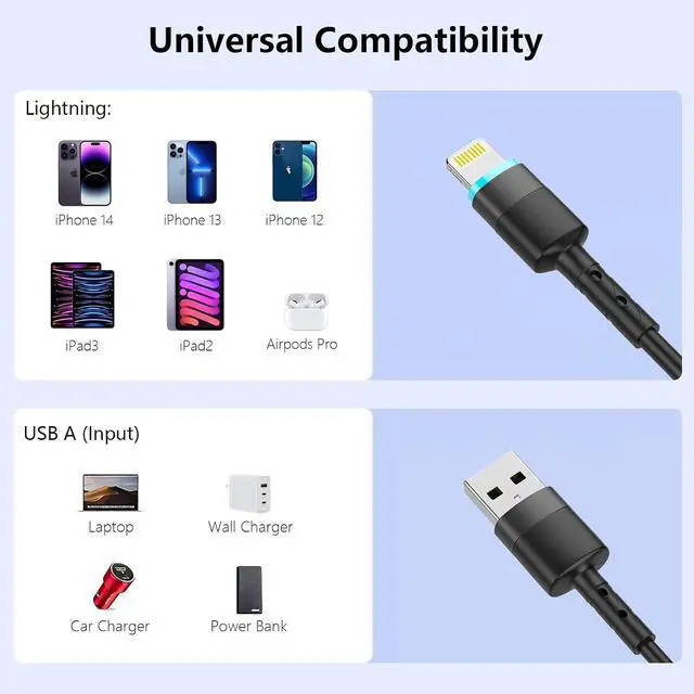 Alt view image 3 of 7 - 2Pack Apple CarPlay USB A to Lightning iPhone Coiled Charger Cable for Car,4Ft Short Charging Cord Sync Data Retractable Charger Connector for iPhone 14/13/12/11 SE/Xr/iPadMFi Certified-Black